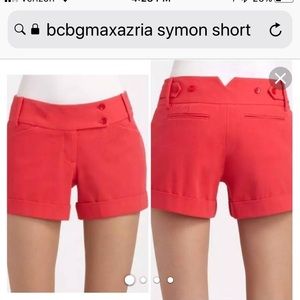 BCBGMAXAZRIA symon cuffed lipstick red shorts sz s